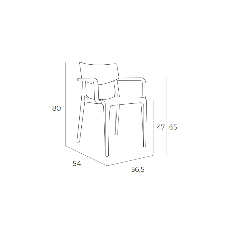 Fauteuil Town - anthracite - 4,5 kg - hauteur assise 47 cm - 56,5x54x80 cm