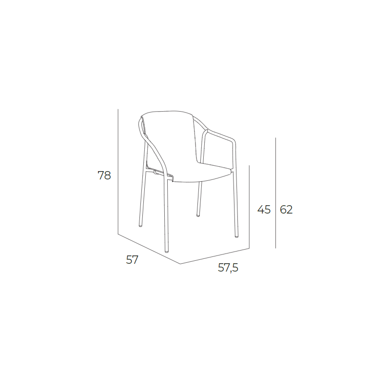Fauteuil Rod - taupe / terracotta- 4,5 kg - hauteur assise 45 cm - 57,5x57x78 cm