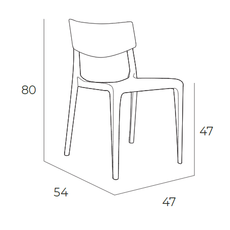 Chaise Town - rouge - 3,9 kg - hauteur assise 47 cm - 50x55x84 cm