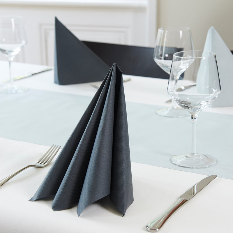 Serviette papier Airlaid 40x40 cm toucher textile noir