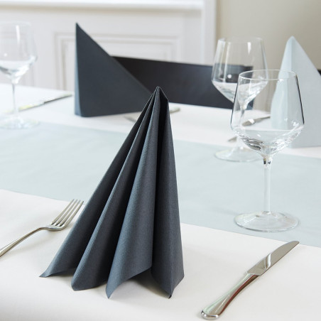 Serviette papier Airlaid 40x40 cm toucher textile noir